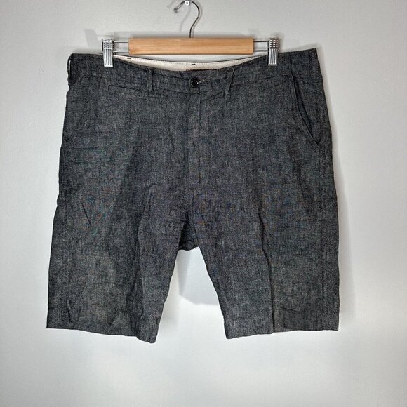 Levis Strauss Co Men’s Shorts Gray Chino Linen Cotton Chambray Flat Front W34 - Picture 1 of 11